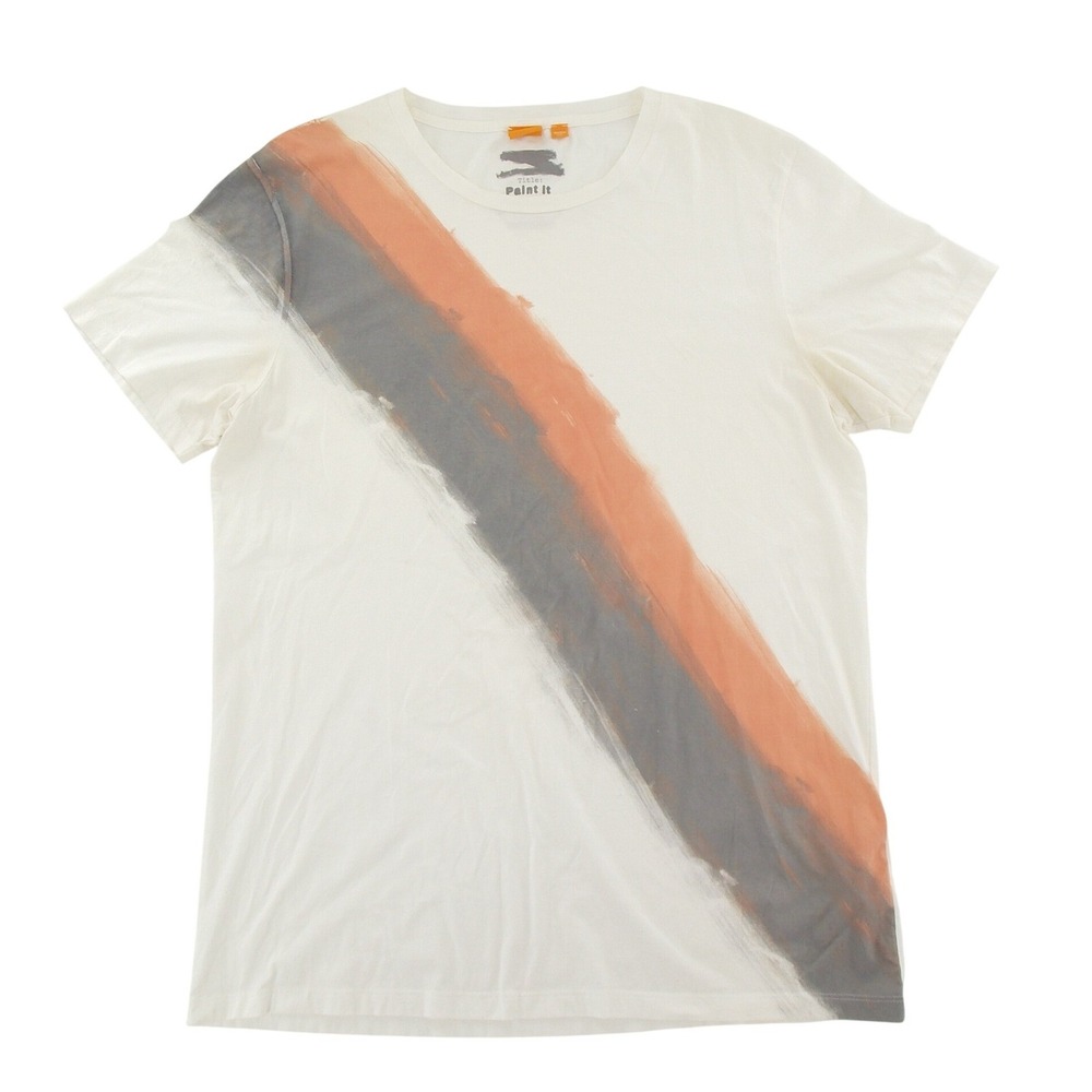 Boss Orange T Shirt Paint‎ It Graphic Design Men XXL White Pima Cotton Jersey